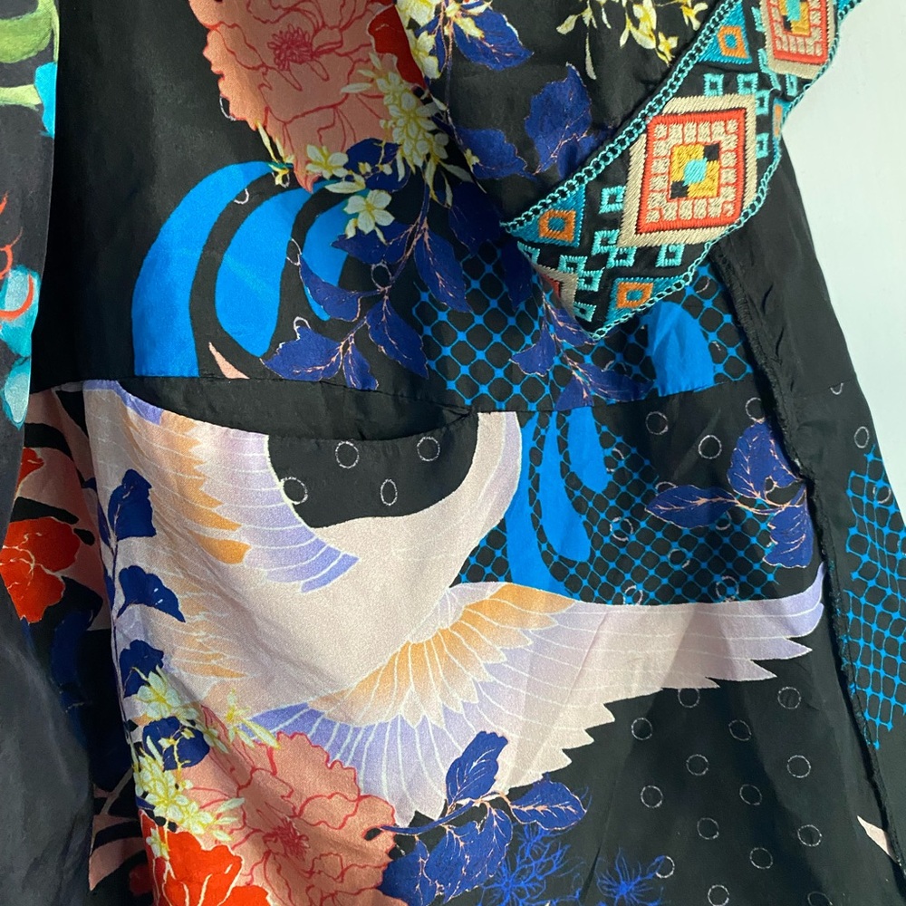 Johnyy Was reversible silk Floral Kimono with Vibrant Patterns size L - Picture 9 of 14
